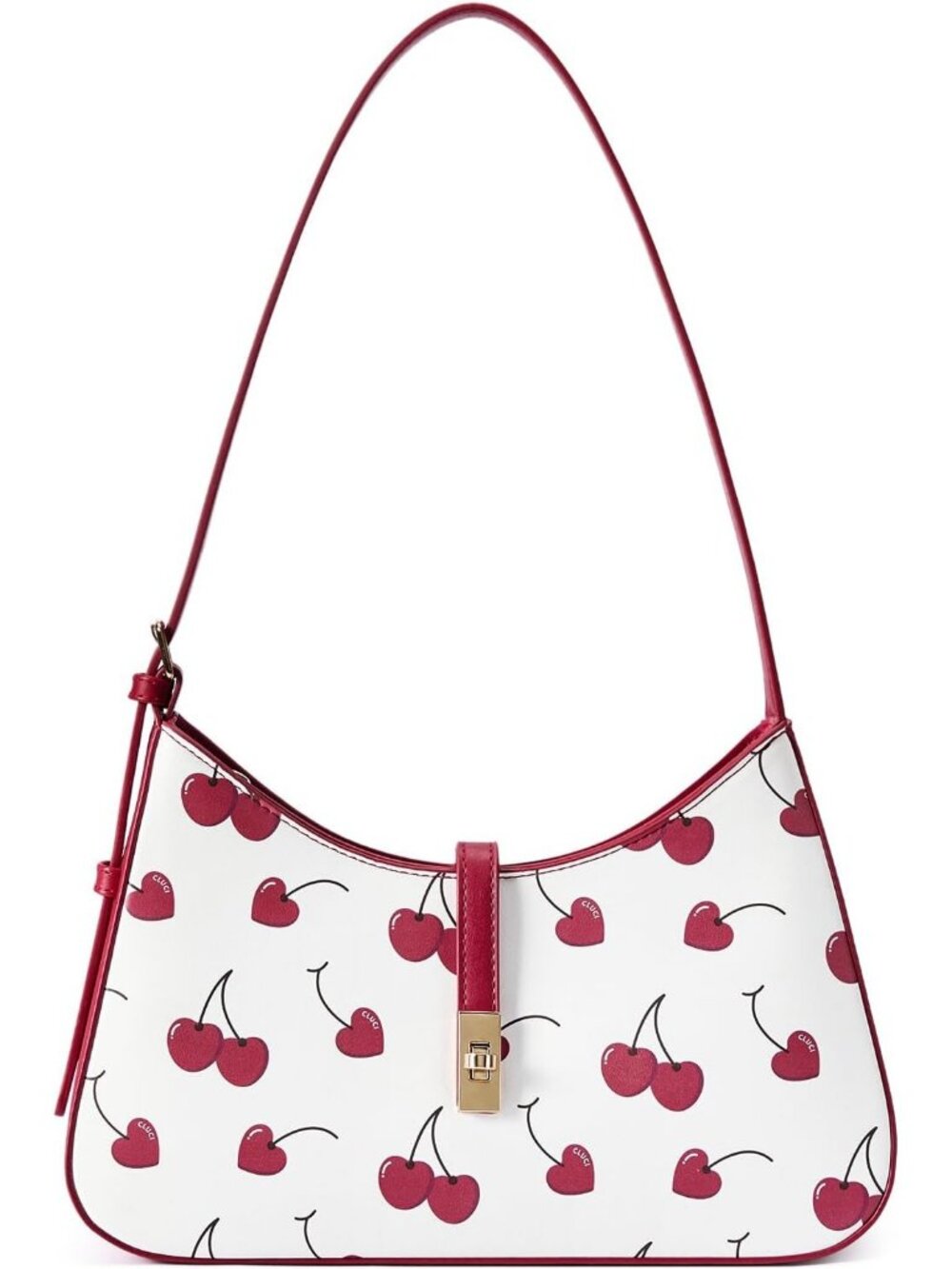 Women's Red White Vegan Leather Crossbody Purse Trendy with 2 Removable Strap